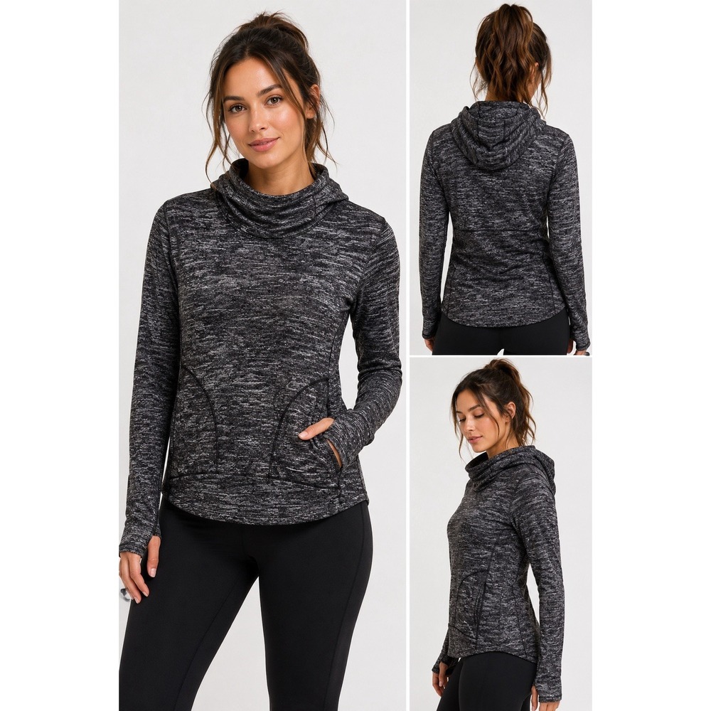 Lululemon Forever Endeavour Hoodie Heathered Gray Cowl Neck Pullover Size 4